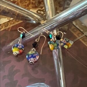 Colorful 6.6mm, Milafori Glass Pierced Earrings, NWOT